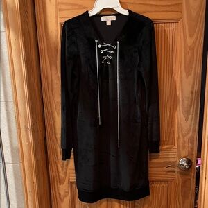 MICHAEL Michael Kors Black Long Sleeve Dress with Lace-Up Detail